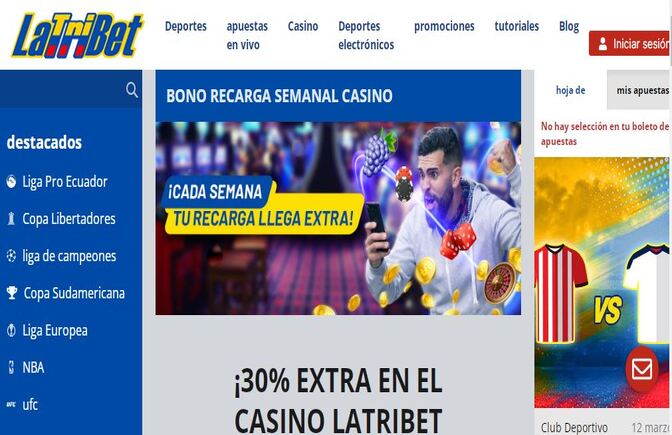 Promoción recarga semanal de casino de Latribet